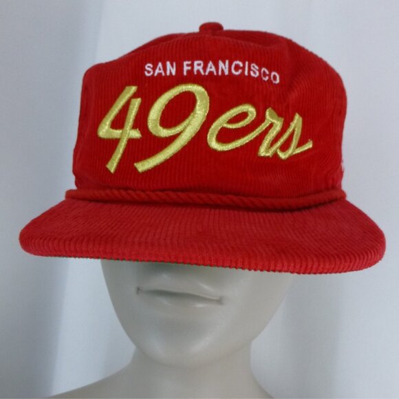San Francisco 49ers Red Corduroy Snap Back Hat - Picture 2 of 15